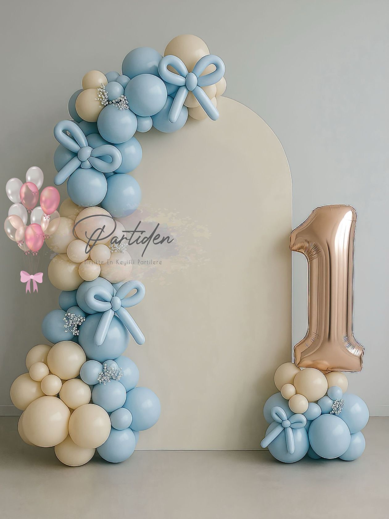 Blue Bow Balon Zinciri