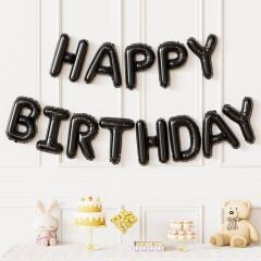 SİYAH HAPPY BİRTHDAY FOLYO BALON