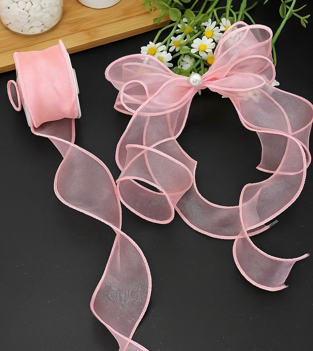 Volan Dalgalı Pembe Kurdele