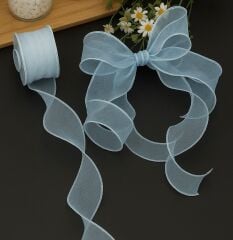 Volan Dalgalı Mavi Kurdele