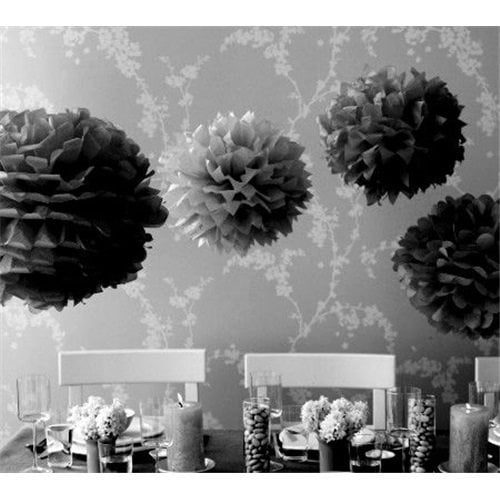 Siyah Kağıt Ponpon Süs 2 Adet