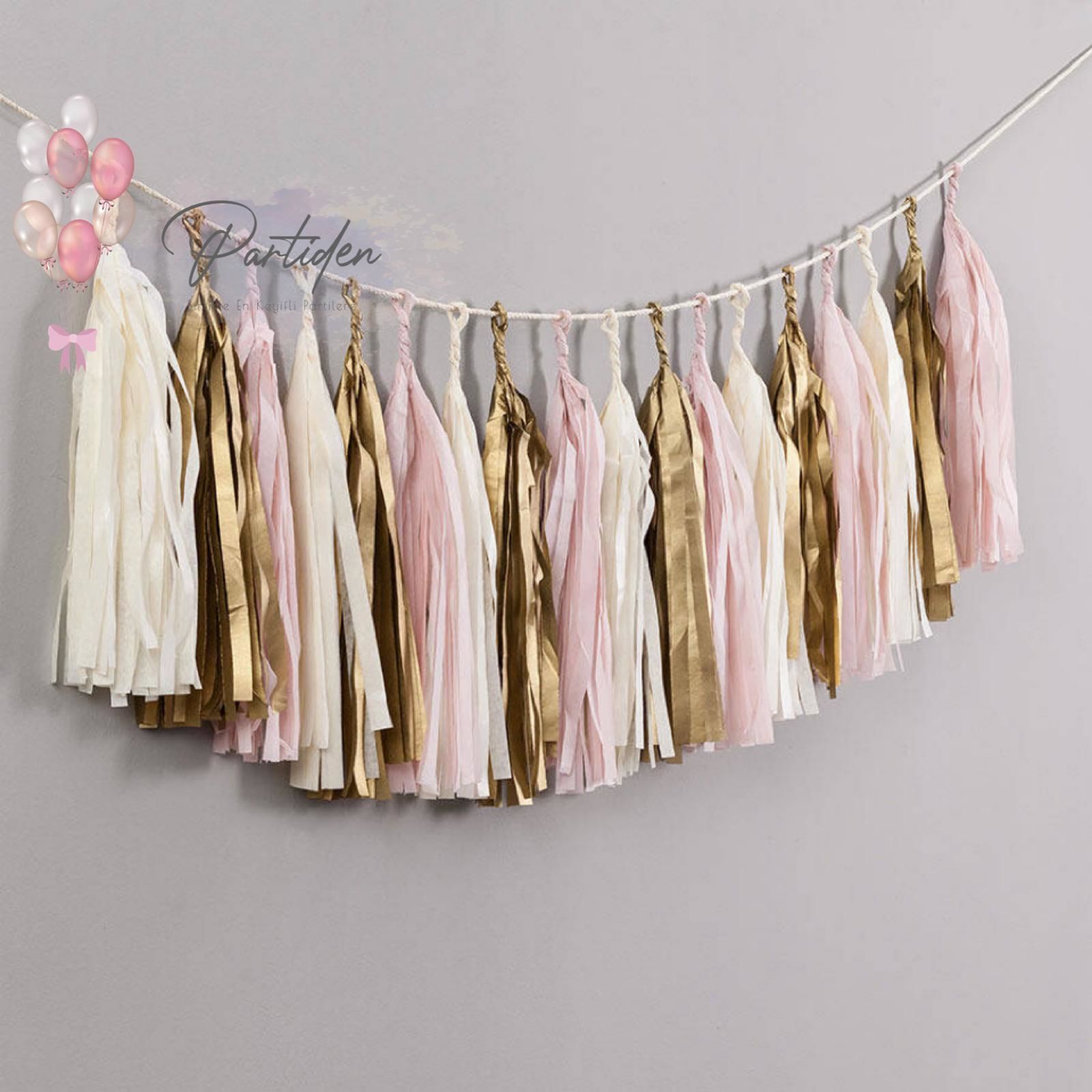 Beyaz Altın Pembe Püskül Kit