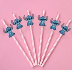 Stitch Fiğürlü Kağıt Pipet 10 Adet