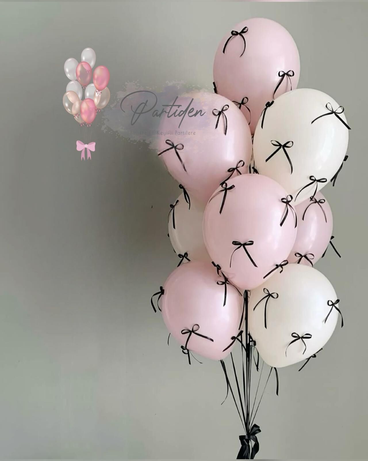 Siyah Fiyonk Balon Süsü 10 Adet
