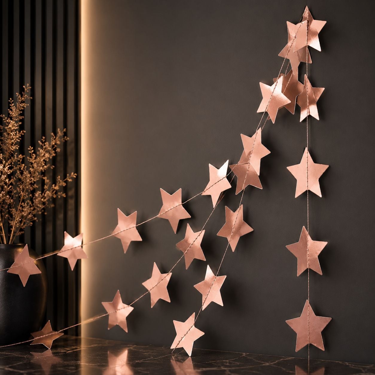 Rosegold Yıldız Asma Süs 3 Metre