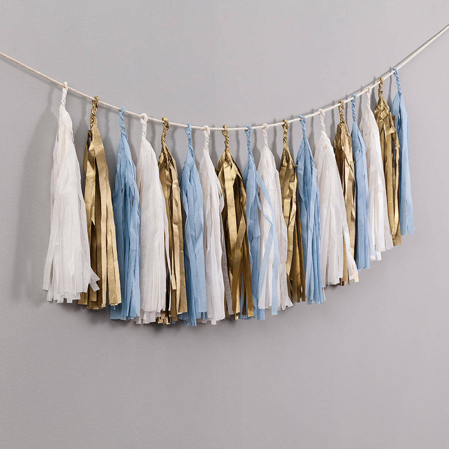 Beyaz Gold Mavi Püskül Kit