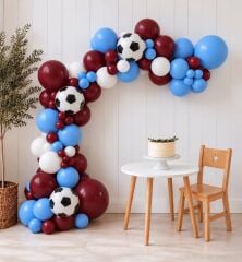 Bordo Mavi Futbol Balon Zinciri