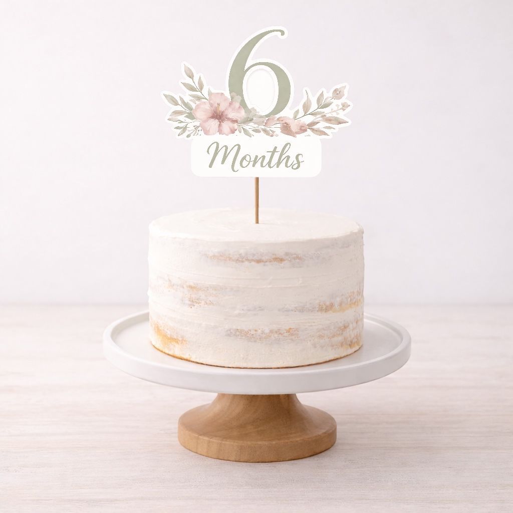 6 Months Çiçekli Pasta Süsü