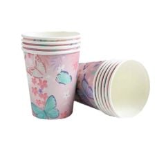 Kelebek Temalı Karton Bardak 8 Adet