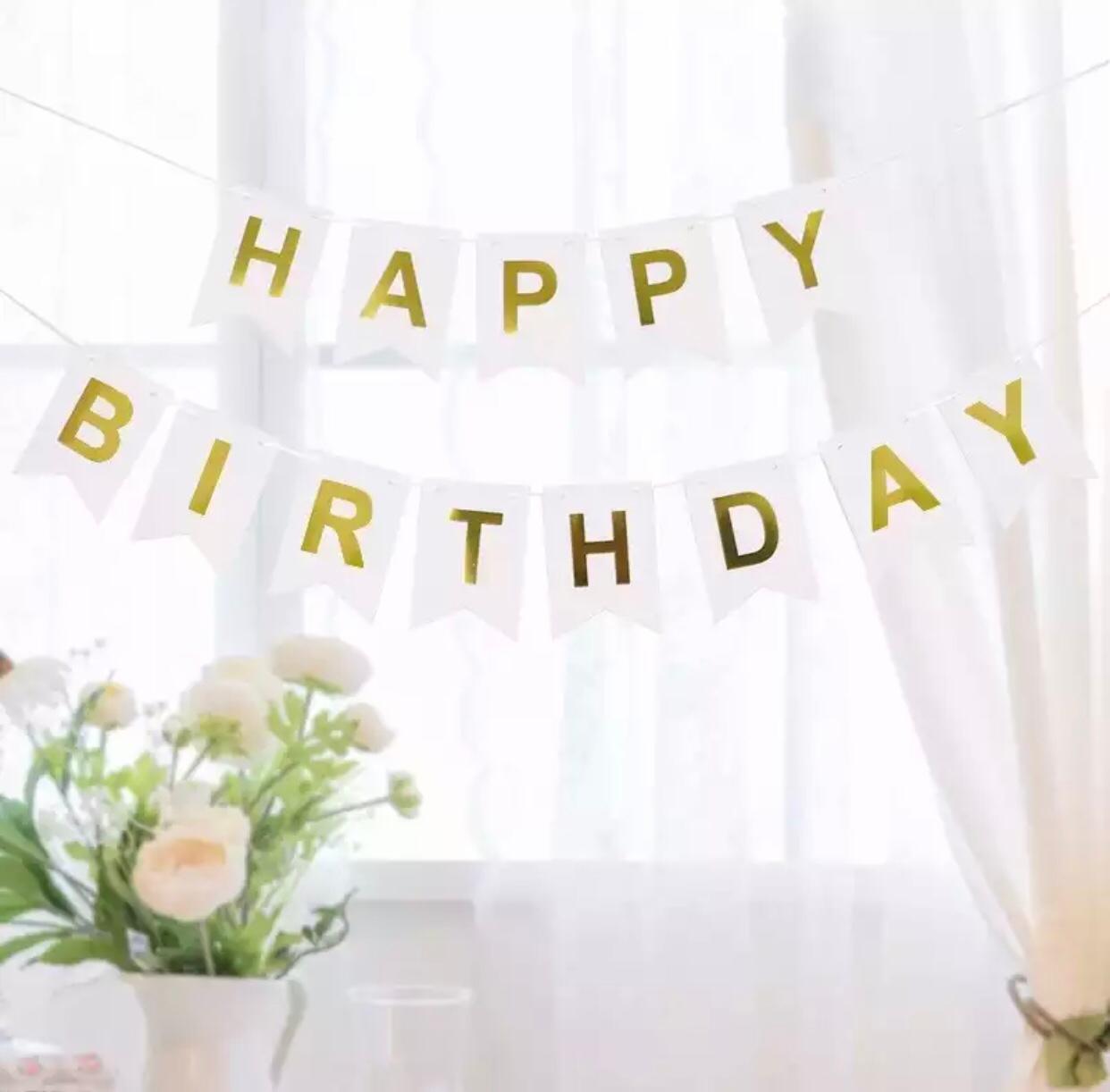 BEYAZ GOLD HAPPY BİRTHDAY YAZISI