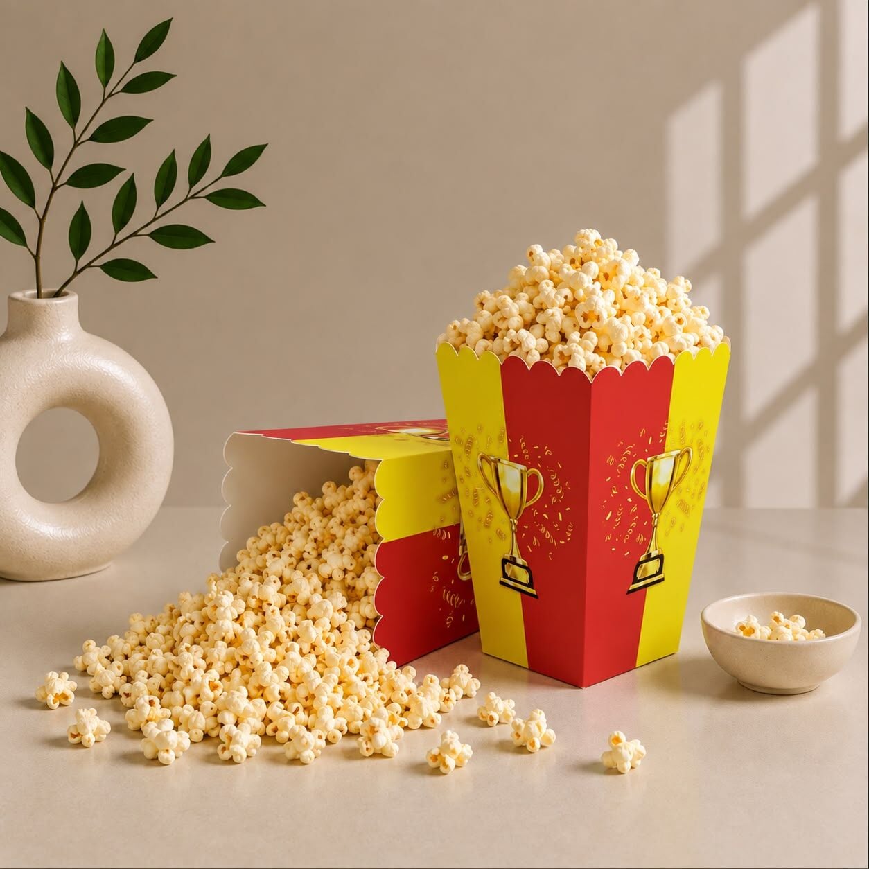 Sarı Kırmızı Popcorn Mısır Kutusu 8 Adet