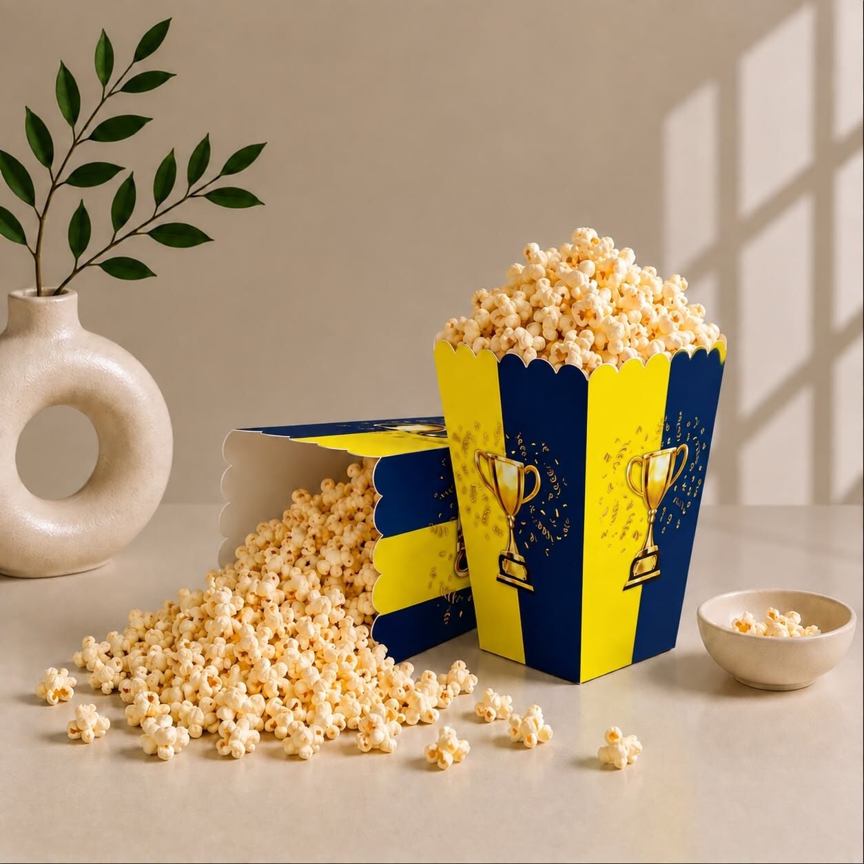 Sarı Lacivert Popcorn Mısır Kutusu 8 Adet