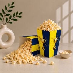 Sarı Lacivert Popcorn Mısır Kutusu 8 Adet