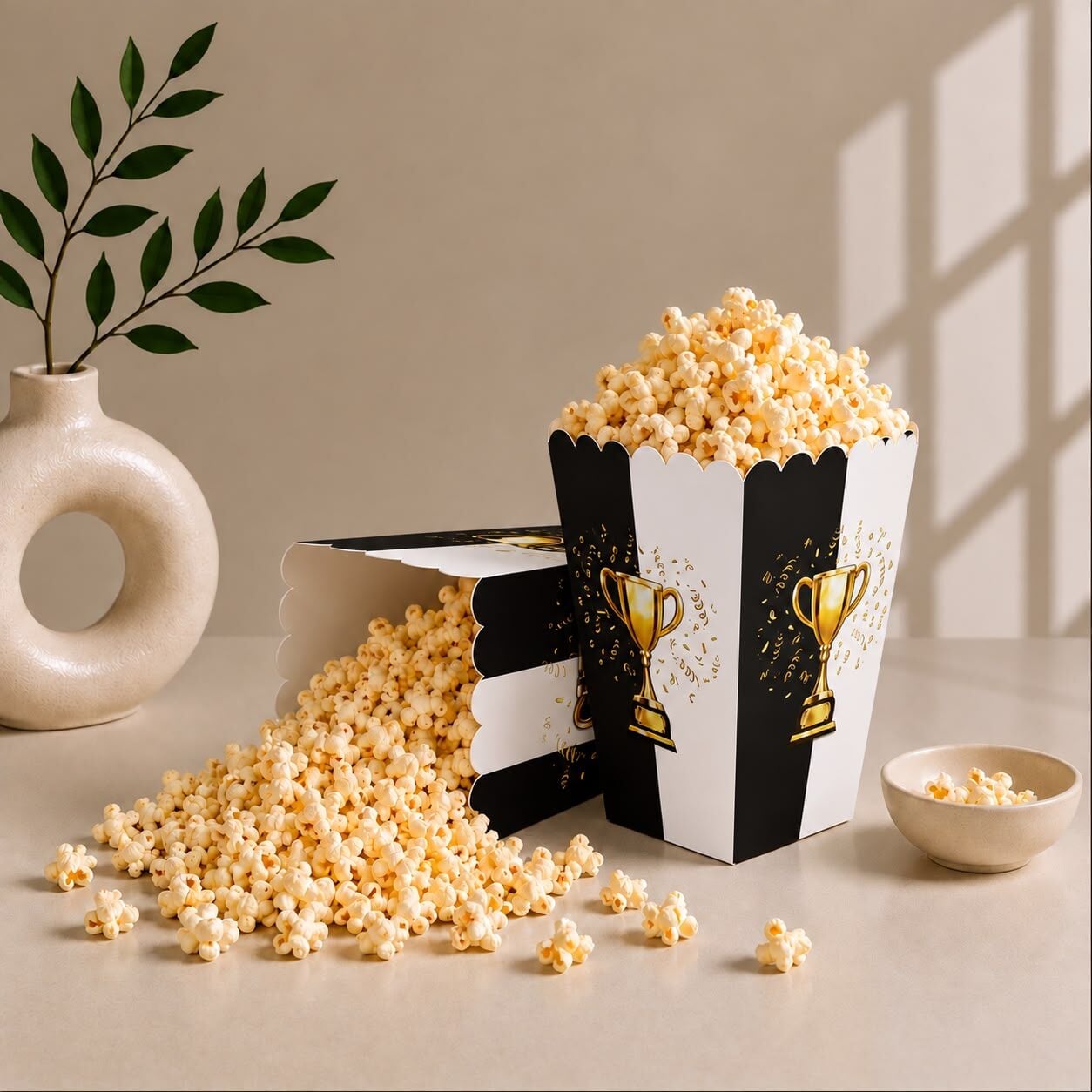 Siyah Beyaz Popcorn Mısır Kutusu 8 Adet
