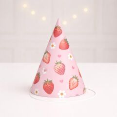 Çilek Parti Şapkası 4 Adet