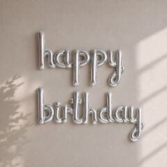 Gümüş İmza Happy Birthday Balon