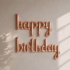 Rosegold İmza Happy Birthday Balon
