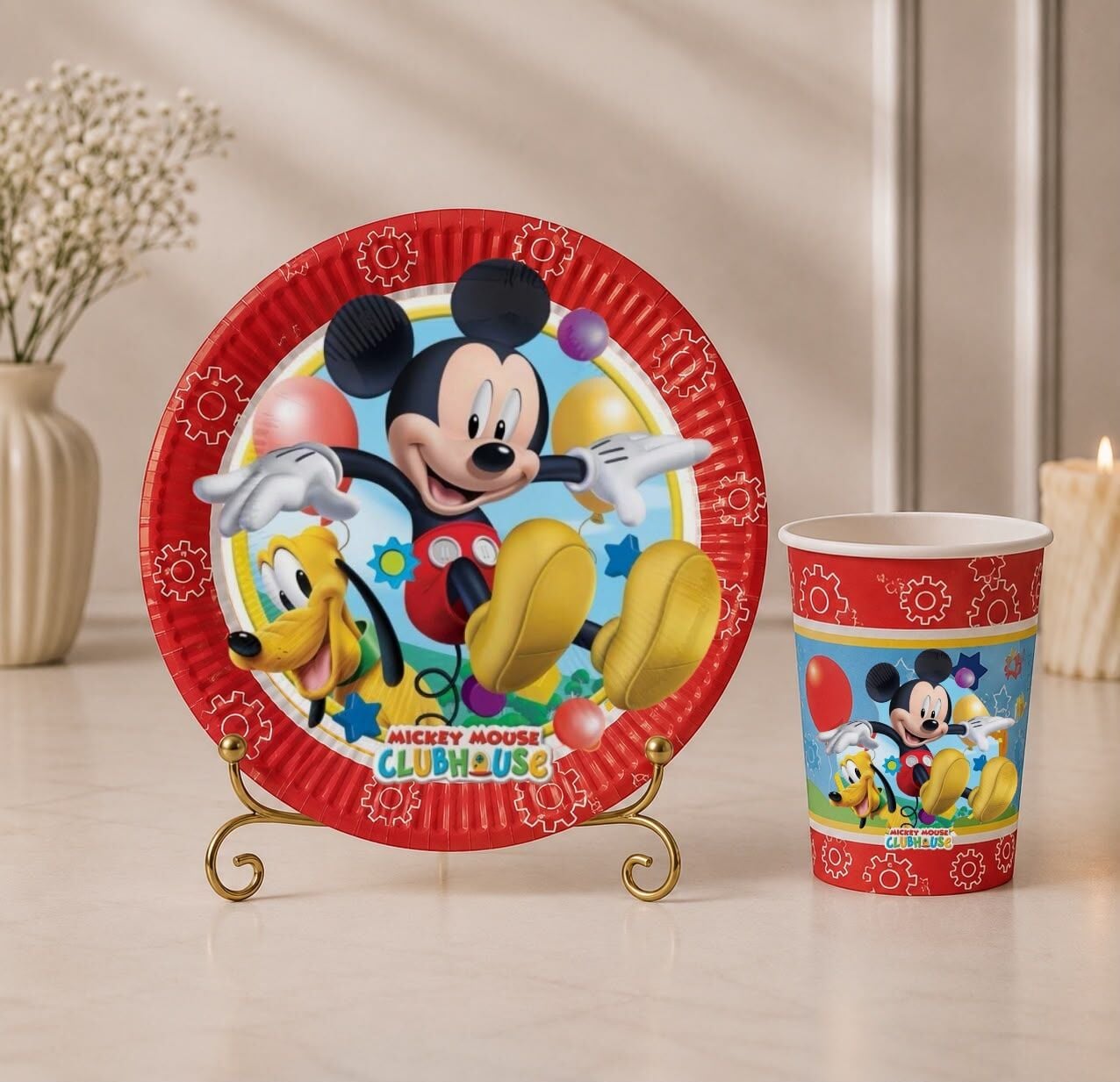 Mickey Mouse Karton Tabak Bardak 8 Adet