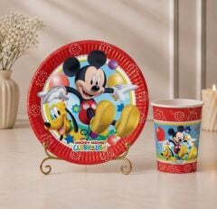 Mickey Mouse Karton Tabak Bardak 8 Adet