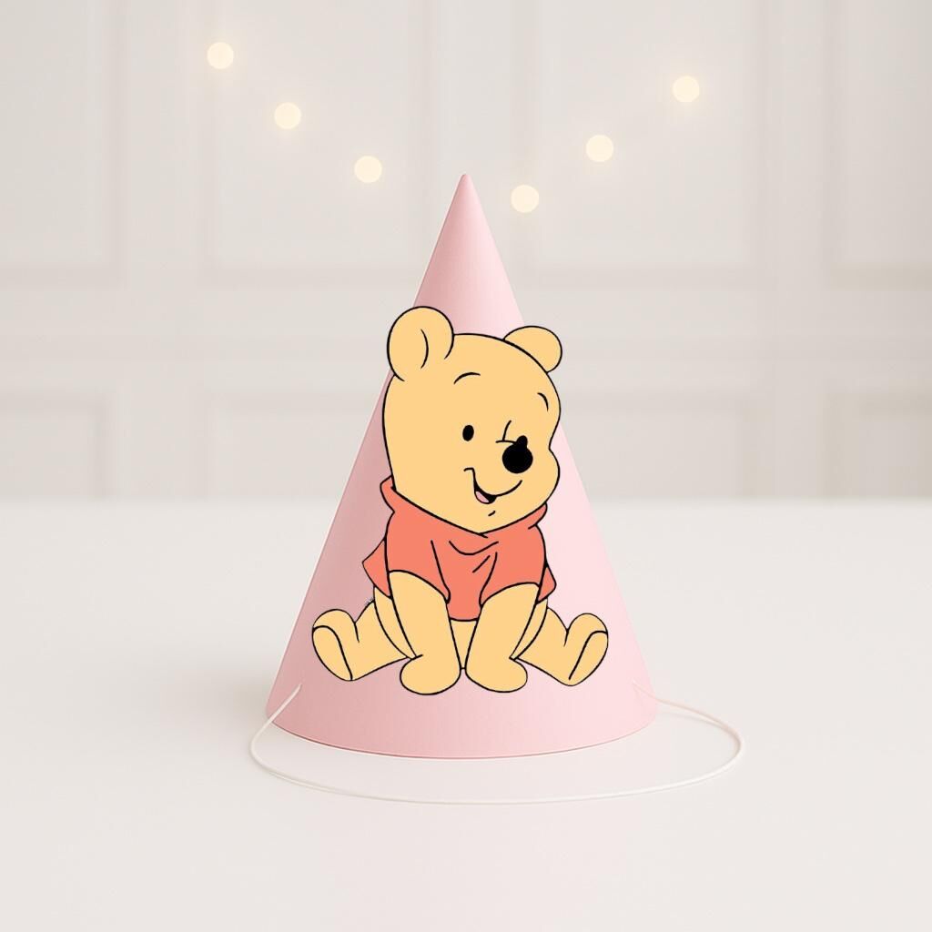 3d Pembe Winnie The Pooh Parti Şapkası