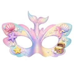 Deniz Kızı Karton Maske 6 Adet