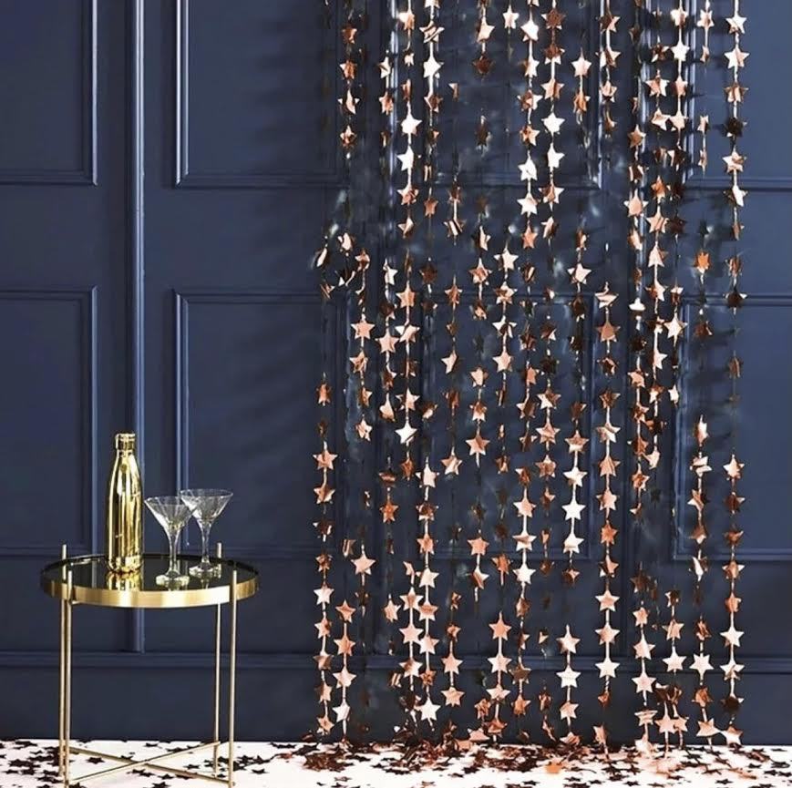 Rosegold Yıldızlı Işıltılı Parti Perdesi