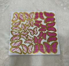 Pembe Kelebek Pasta Süsü 21 Adet