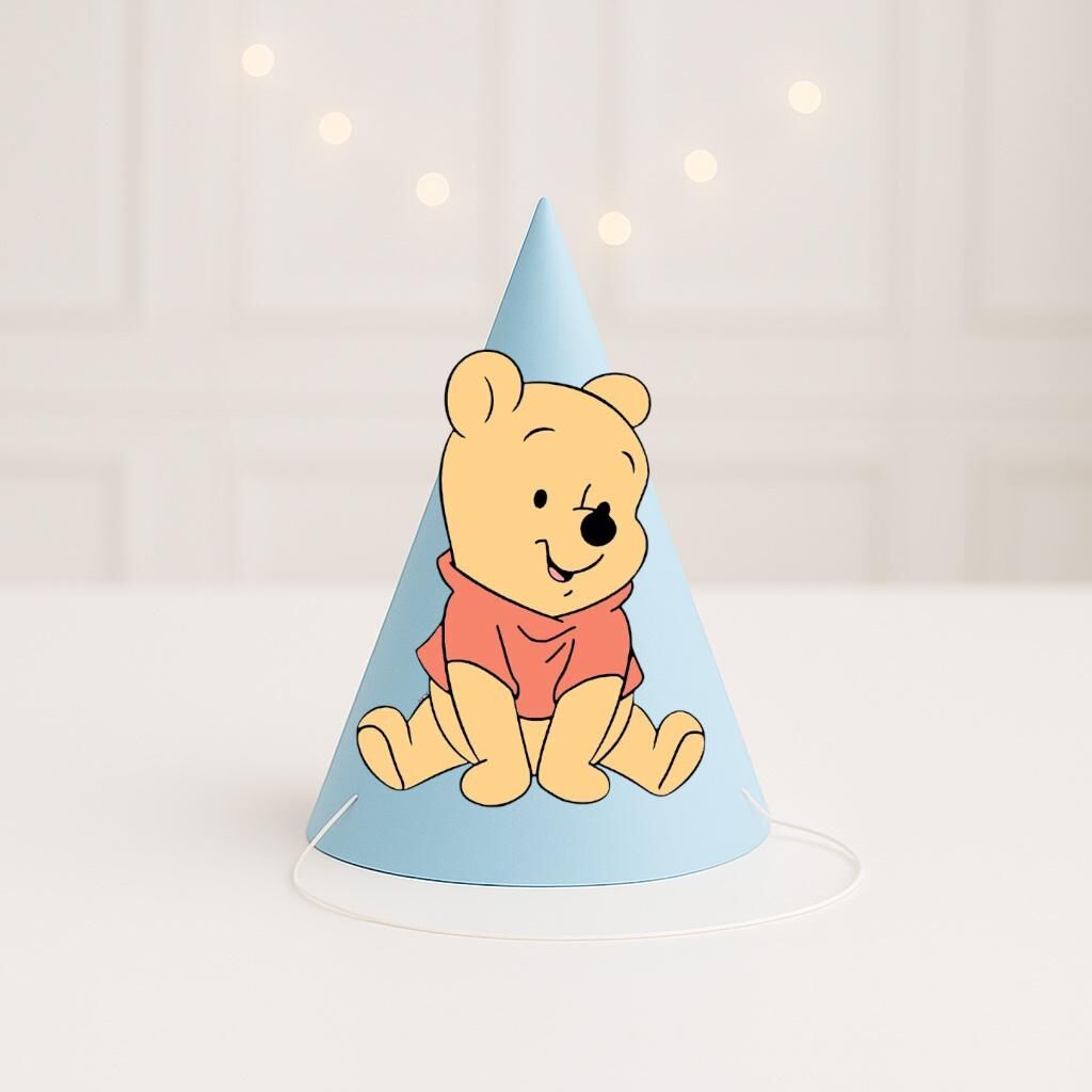 3d Mavi Winnie The Pooh Parti Şapkası