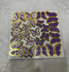 Mor Kelebek Pasta Süsü 21 Adet