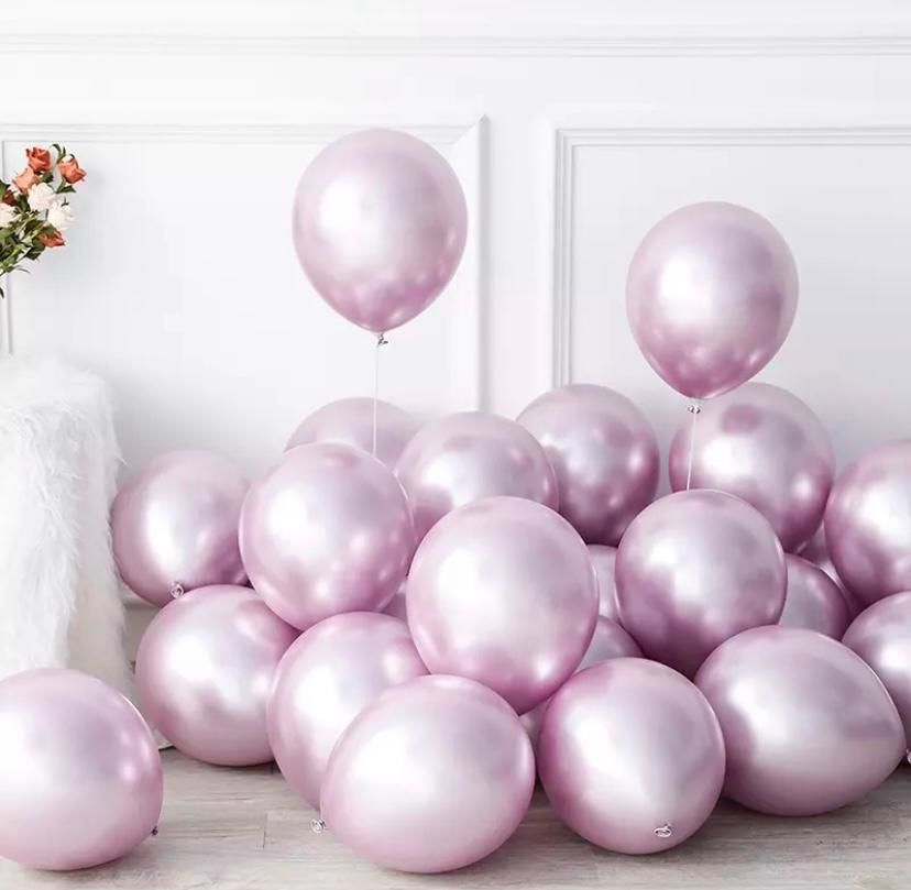 Açık Pembe Krom Balon  5 Adet