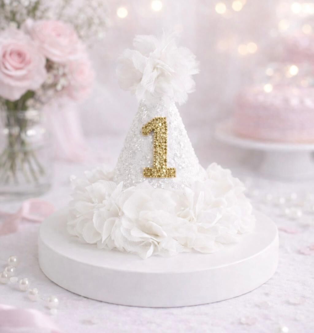 Beyaz Altın Çiçekli Kukuleta 1 Yaş