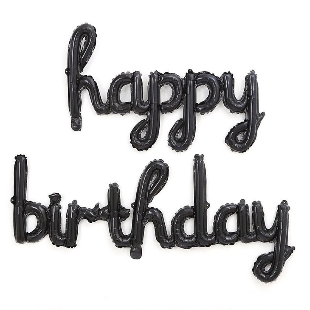 Siyah İmza Happy Birthday Balon