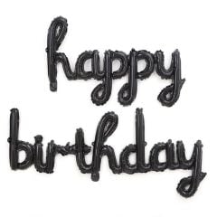 Siyah İmza Happy Birthday Balon