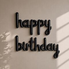 Siyah İmza Happy Birthday Balon