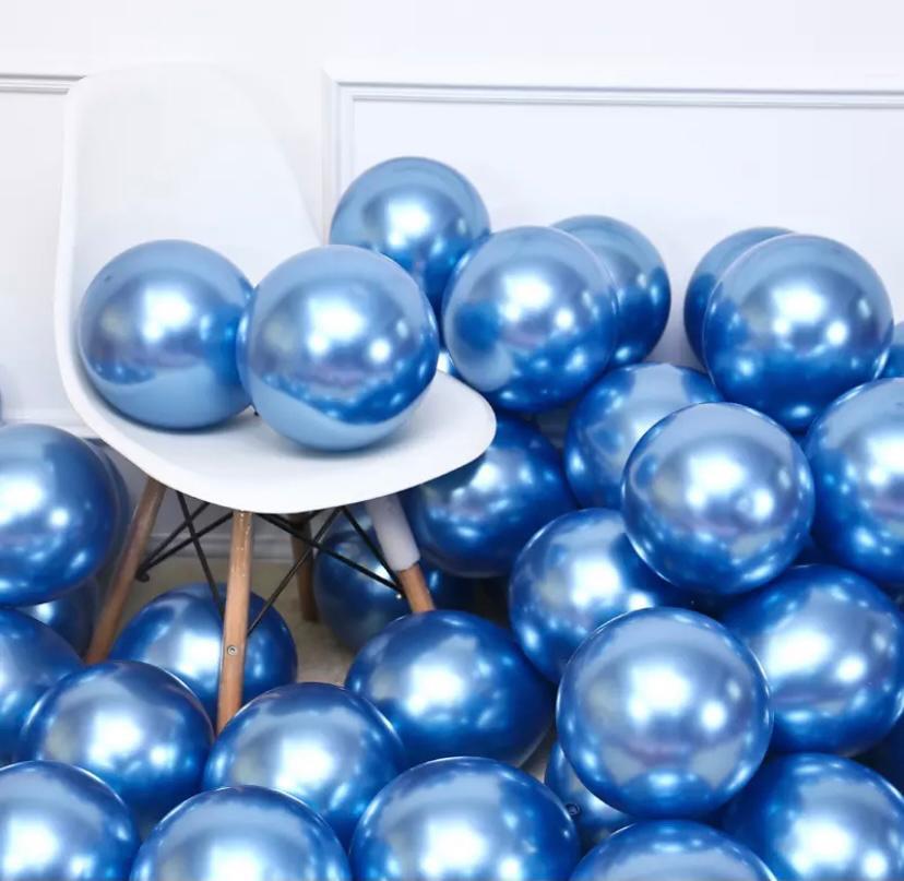 Mavi Krom Balon 5 Adet