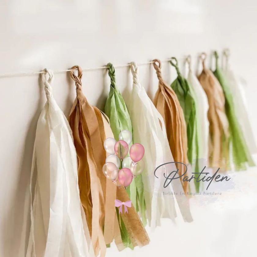 Beyaz Kahve Yeşil Püskül Kit