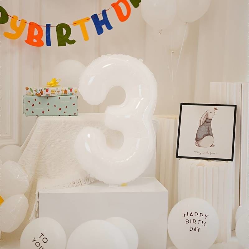 75cm 3 Beyaz Rakam Folyo Balon