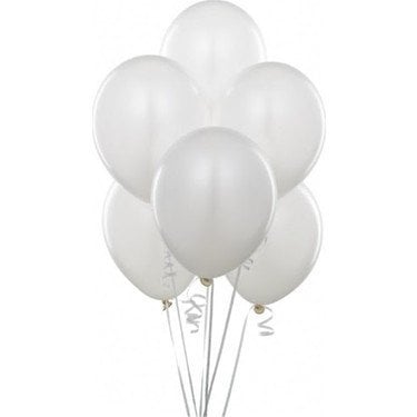 Beyaz Metalik Balon 10 Adet