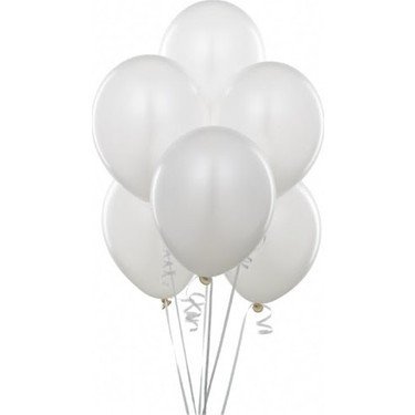 Beyaz Metalik Balon 10 Adet
