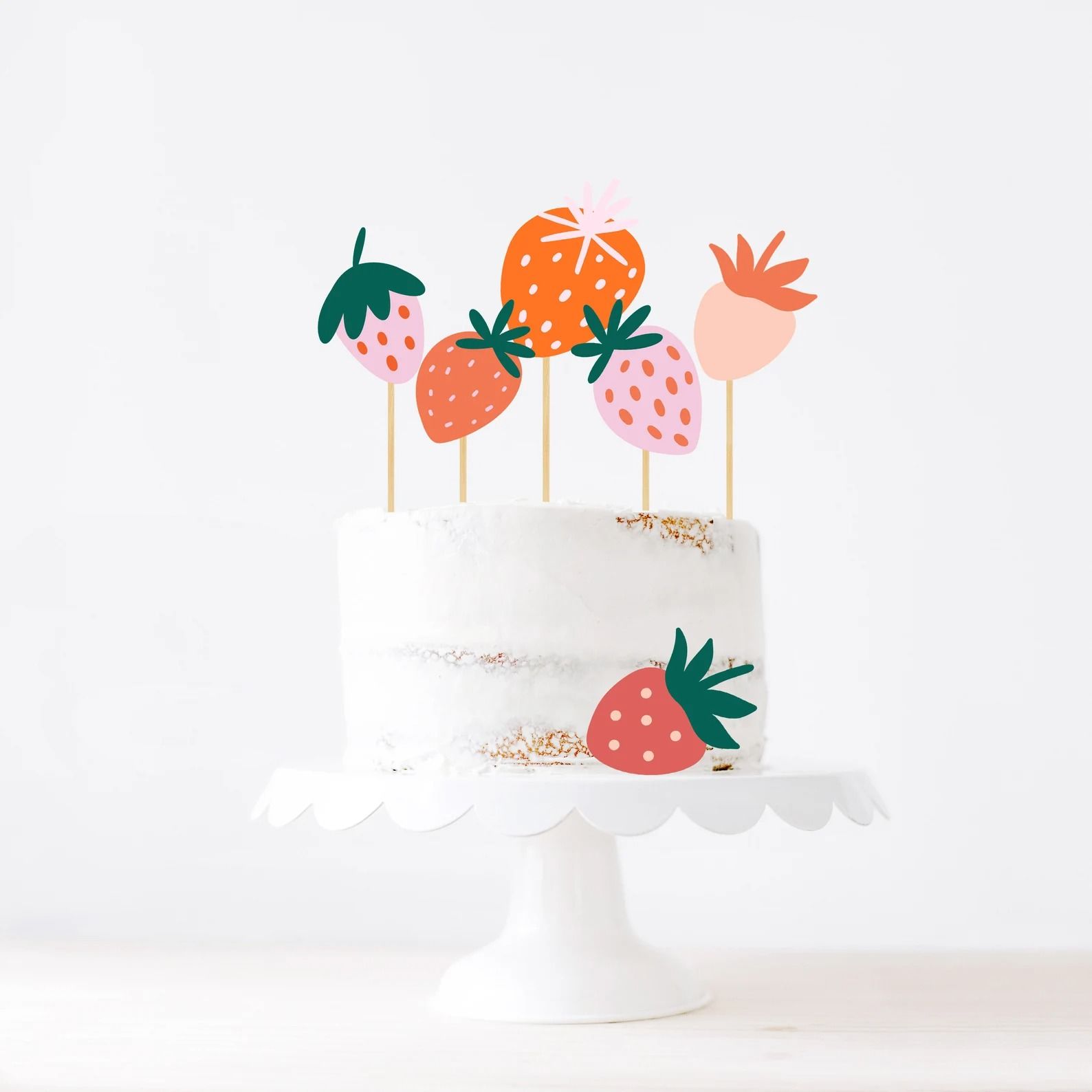 Çilek Teması Pasta Süsü