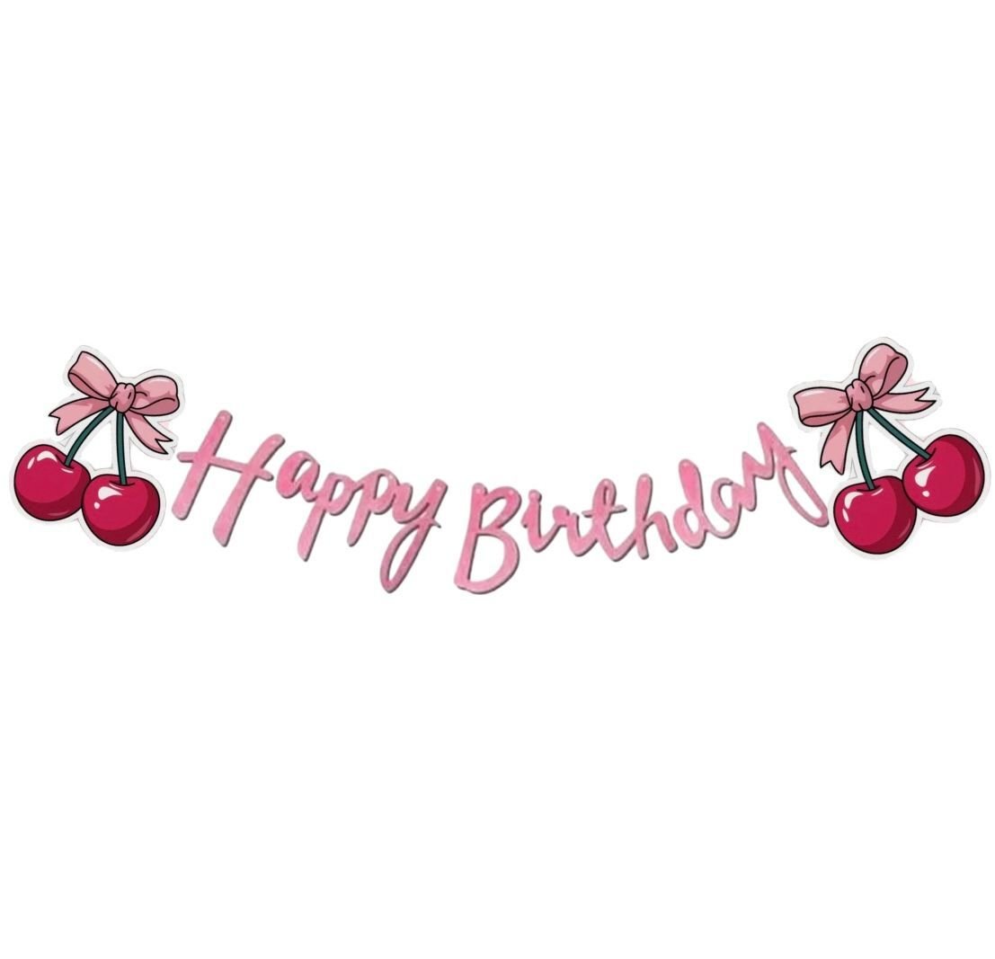 Kiraz İtalik Happy Birthday Yazısı