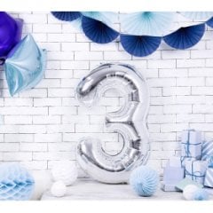 100CM 3 GÜMÜŞ RAKAM BALON