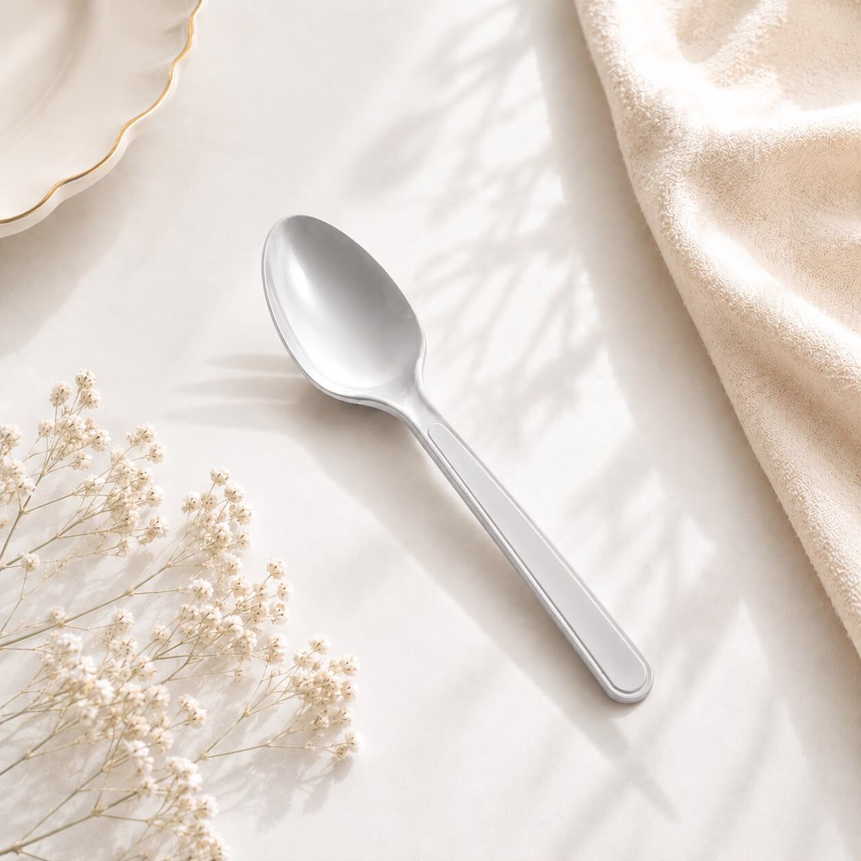 Gümüş Plastik Kaşık 24 Adet