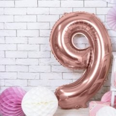 100CM 9 ROSEGOLD RAKAM BALON