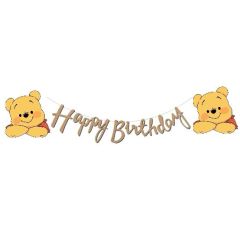 Winnie The Pooh İtalik Happy Birthday Yazısı