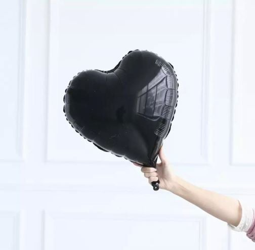 Siyah  Kalp Folyo Balon 1 Adet
