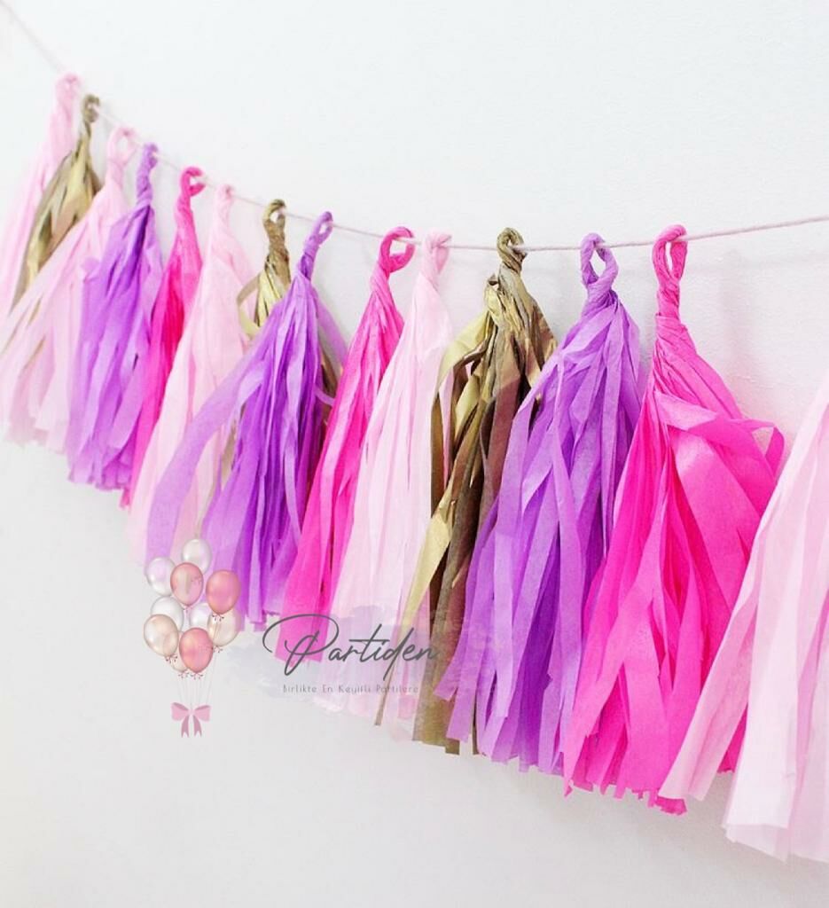 Pembe Fuşya Lila Altın Püskül Kit