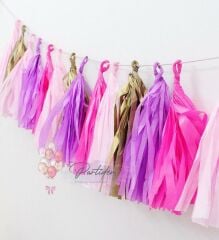 Pembe Fuşya Lila Altın Püskül Kit