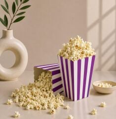 Mor Çizgili Popcorn Mısır Kutusu 8 Adet