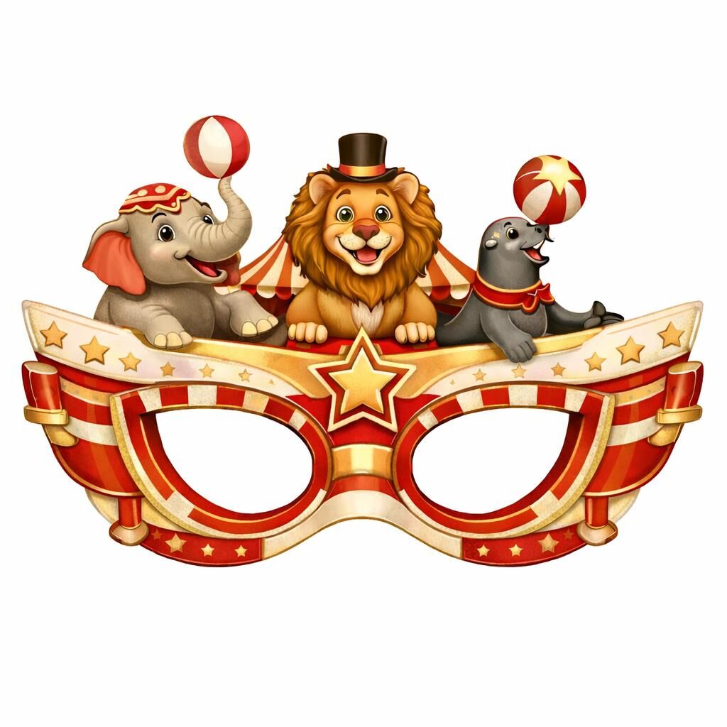 Sirk Teması Karton Maske 6 Adet